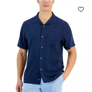 TOMMY BAHAMA Men's Navy Blue Al Fresco Tropics Short-Sleeve Shirt - Size XL